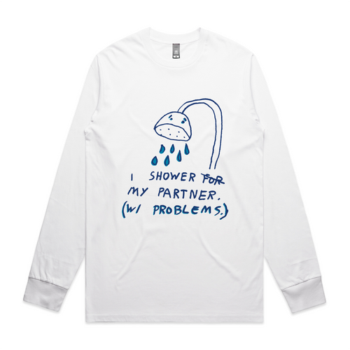 Shower My Partner Tee by Lonely Kids Club. All clothing from our T-shirts to our shorts and hoodies are ethically made, and printed packed and shipped from Sydney.