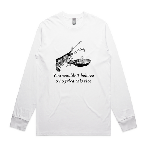 Shrimp Fried Rice Tee by Lonely Kids Club. All clothing from our T-shirts to our shorts and hoodies are ethically made, and printed packed and shipped from Sydney.