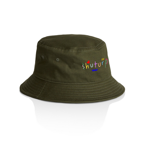 Shuturp Bucket Hat by Lonely Kids Club. All clothing from our T-shirts to our shorts and hoodies are ethically made, and printed packed and shipped from Sydney.