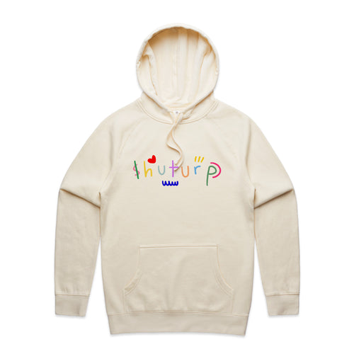 Shuturp Hoodie by Lonely Kids Club. All clothing from our T-shirts to our shorts and hoodies are ethically made, and printed packed and shipped from Sydney.