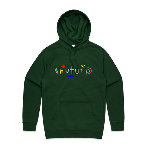 Shuturp Hoodie by Lonely Kids Club. All clothing from our T-shirts to our shorts and hoodies are ethically made, and printed packed and shipped from Sydney.