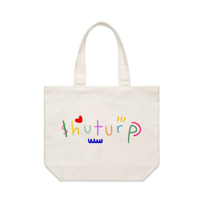 Shuturp Tote by Lonely Kids Club. All clothing from our T-shirts to our shorts and hoodies are ethically made, and printed packed and shipped from Sydney.