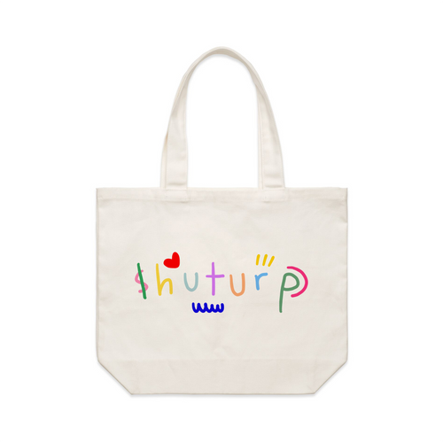 Shuturp Tote by Lonely Kids Club. All clothing from our T-shirts to our shorts and hoodies are ethically made, and printed packed and shipped from Sydney.