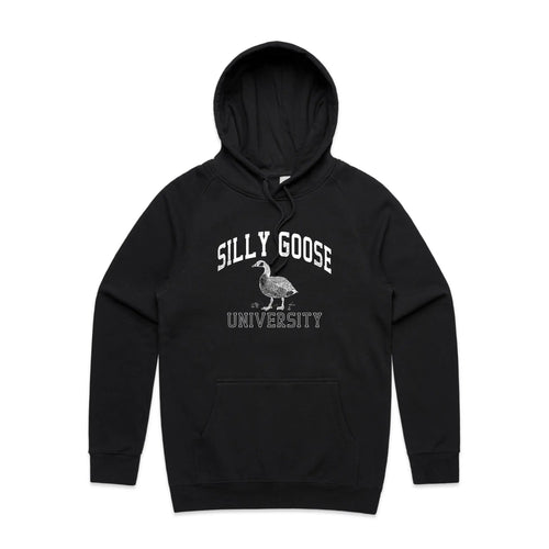 Silly Goose University Hoodie by Lonely Kids Club. All clothing from our T-shirts to our shorts and hoodies are ethically made, and printed packed and shipped from Sydney.