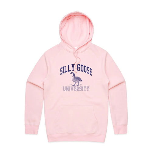 Silly Goose University Hoodie by Lonely Kids Club. All clothing from our T-shirts to our shorts and hoodies are ethically made, and printed packed and shipped from Sydney.