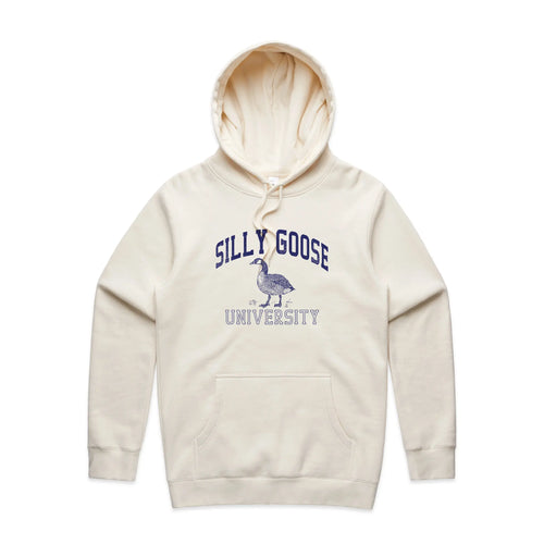 Silly Goose University Hoodie by Lonely Kids Club. All clothing from our T-shirts to our shorts and hoodies are ethically made, and printed packed and shipped from Sydney.