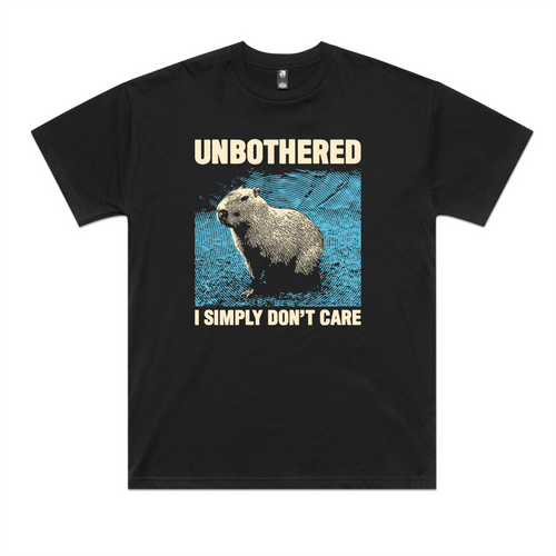 Simply Don't Care Tee by Lonely Kids Club. All clothing from our T-shirts to our shorts and hoodies are ethically made, and printed packed and shipped from Sydney.