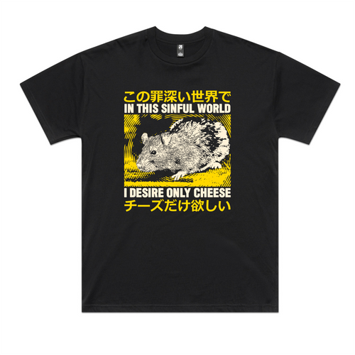 Sinful World Tee by Lonely Kids Club. All clothing from our T-shirts to our shorts and hoodies are ethically made, and printed packed and shipped from Sydney.