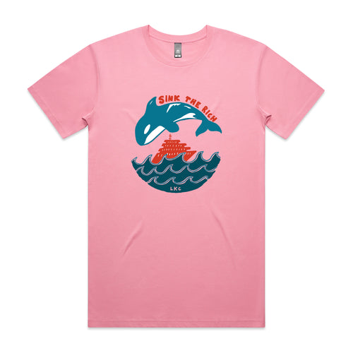 Sink The Rich Tee by Lonely Kids Club. All clothing from our T-shirts to our shorts and hoodies are ethically made, and printed packed and shipped from Sydney.