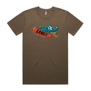 Skating Sloth Tee by Lonely Kids Club. All clothing from our T-shirts to our shorts and hoodies are ethically made, and printed packed and shipped from Sydney.