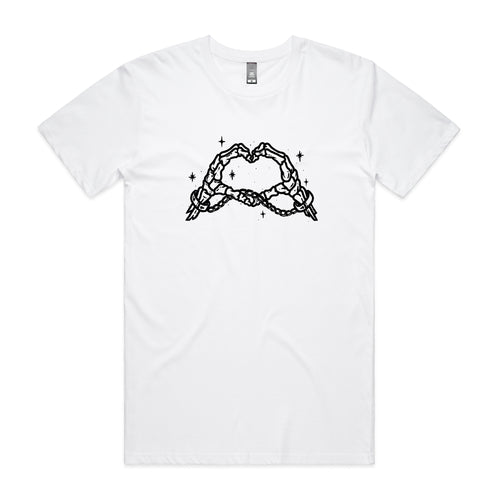 Skeleton Heart Tee by Lonely Kids Club. All clothing from our T-shirts to our shorts and hoodies are ethically made, and printed packed and shipped from Sydney.