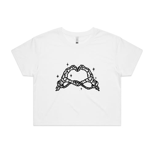 Skeleton Heart Tee by Lonely Kids Club. All clothing from our T-shirts to our shorts and hoodies are ethically made, and printed packed and shipped from Sydney.