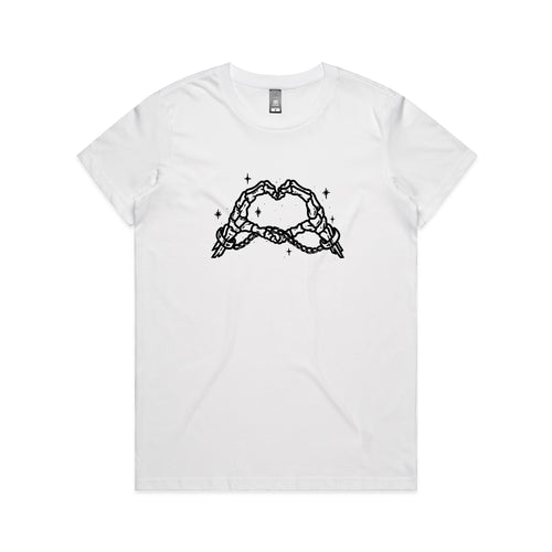 Skeleton Heart Tee by Lonely Kids Club. All clothing from our T-shirts to our shorts and hoodies are ethically made, and printed packed and shipped from Sydney.