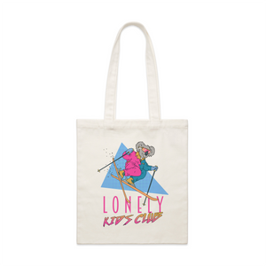 Skiing Koala Tote by Lonely Kids Club. All clothing from our T-shirts to our shorts and hoodies are ethically made, and printed packed and shipped from Sydney.