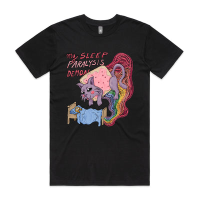 Sleep Paralysis Demon Tee by Lonely Kids Club. All clothing from our T-shirts to our shorts and hoodies are ethically made, and printed packed and shipped from Sydney.