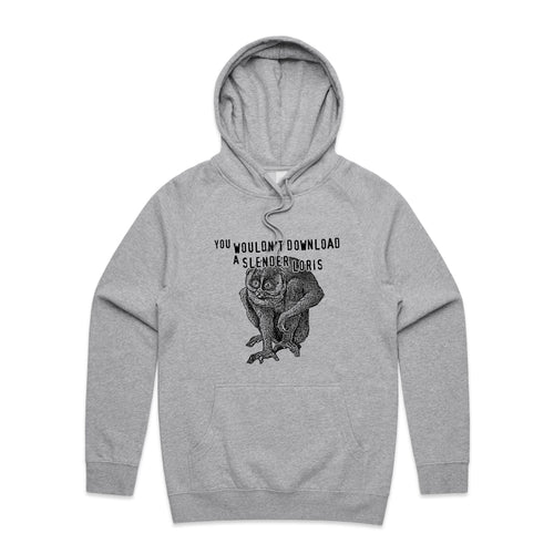Slender Loris Hoodie by Lonely Kids Club. All clothing from our T-shirts to our shorts and hoodies are ethically made, and printed packed and shipped from Sydney.