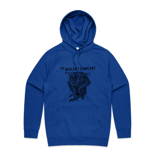 Slender Loris Hoodie by Lonely Kids Club. All clothing from our T-shirts to our shorts and hoodies are ethically made, and printed packed and shipped from Sydney.