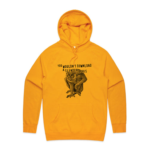 Slender Loris Hoodie by Lonely Kids Club. All clothing from our T-shirts to our shorts and hoodies are ethically made, and printed packed and shipped from Sydney.