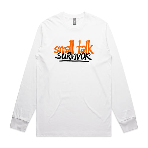 Small Talk Survivor Tee by Lonely Kids Club. All clothing from our T-shirts to our shorts and hoodies are ethically made, and printed packed and shipped from Sydney.