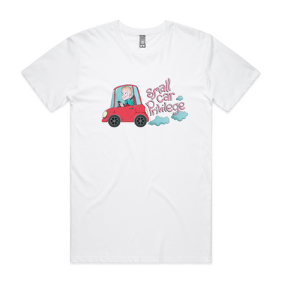 Small Car Privilege Tee by Lonely Kids Club. All clothing from our T-shirts to our shorts and hoodies are ethically made, and printed packed and shipped from Sydney.