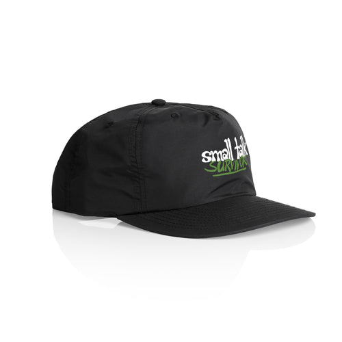 Small Talk Survivor Hat by Lonely Kids Club. All clothing from our T-shirts to our shorts and hoodies are ethically made, and printed packed and shipped from Sydney.