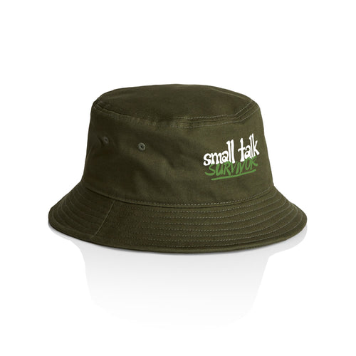 Small Talk Survivor Hat by Lonely Kids Club. All clothing from our T-shirts to our shorts and hoodies are ethically made, and printed packed and shipped from Sydney.