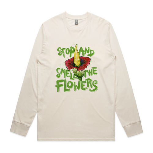 Smell The Flowers Tee by Lonely Kids Club. All clothing from our T-shirts to our shorts and hoodies are ethically made, and printed packed and shipped from Sydney.