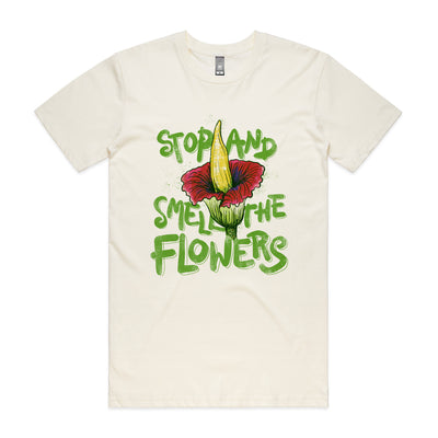 Smell The Flowers Tee by Lonely Kids Club. All clothing from our T-shirts to our shorts and hoodies are ethically made, and printed packed and shipped from Sydney.