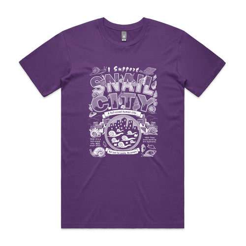 Snail City Tee by Lonely Kids Club. All clothing from our T-shirts to our shorts and hoodies are ethically made, and printed packed and shipped from Sydney.