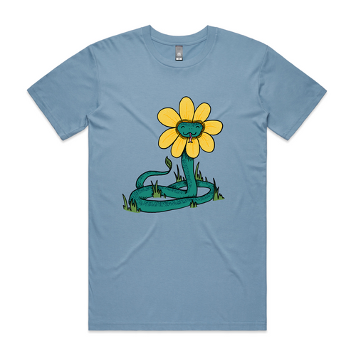 Snake Flower Tee by Lonely Kids Club. All clothing from our T-shirts to our shorts and hoodies are ethically made, and printed packed and shipped from Sydney.