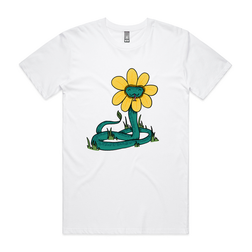 Snake Flower Tee by Lonely Kids Club. All clothing from our T-shirts to our shorts and hoodies are ethically made, and printed packed and shipped from Sydney.