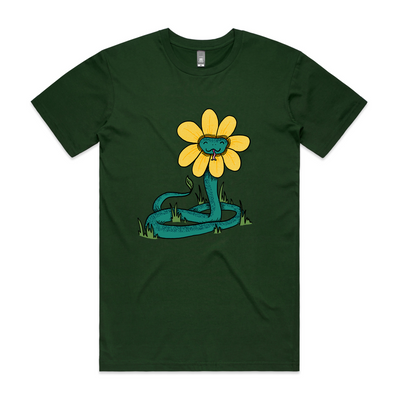 Snake Flower Tee by Lonely Kids Club. All clothing from our T-shirts to our shorts and hoodies are ethically made, and printed packed and shipped from Sydney.