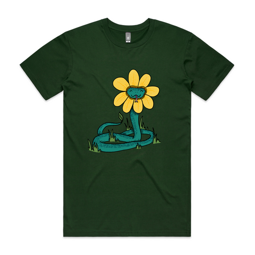 Snake Flower Tee by Lonely Kids Club. All clothing from our T-shirts to our shorts and hoodies are ethically made, and printed packed and shipped from Sydney.