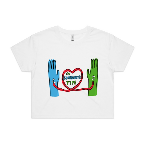 Somebody's Type Tee by Lonely Kids Club. All clothing from our T-shirts to our shorts and hoodies are ethically made, and printed packed and shipped from Sydney.