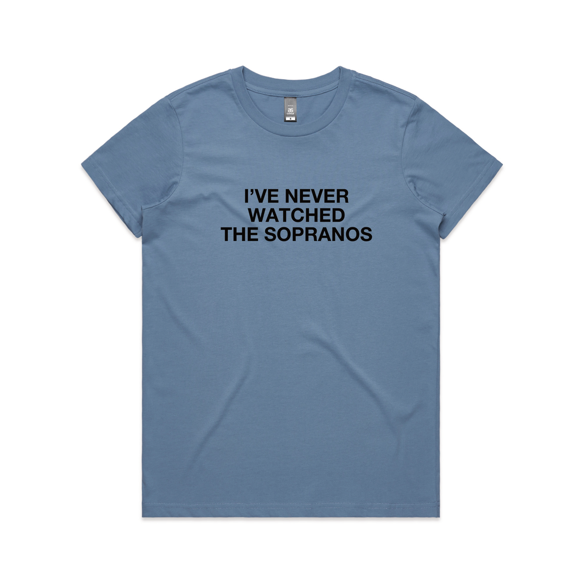 Carolina Blue Maple fitted t-shirt with The Sopranos TV design from Lonely Kids Club