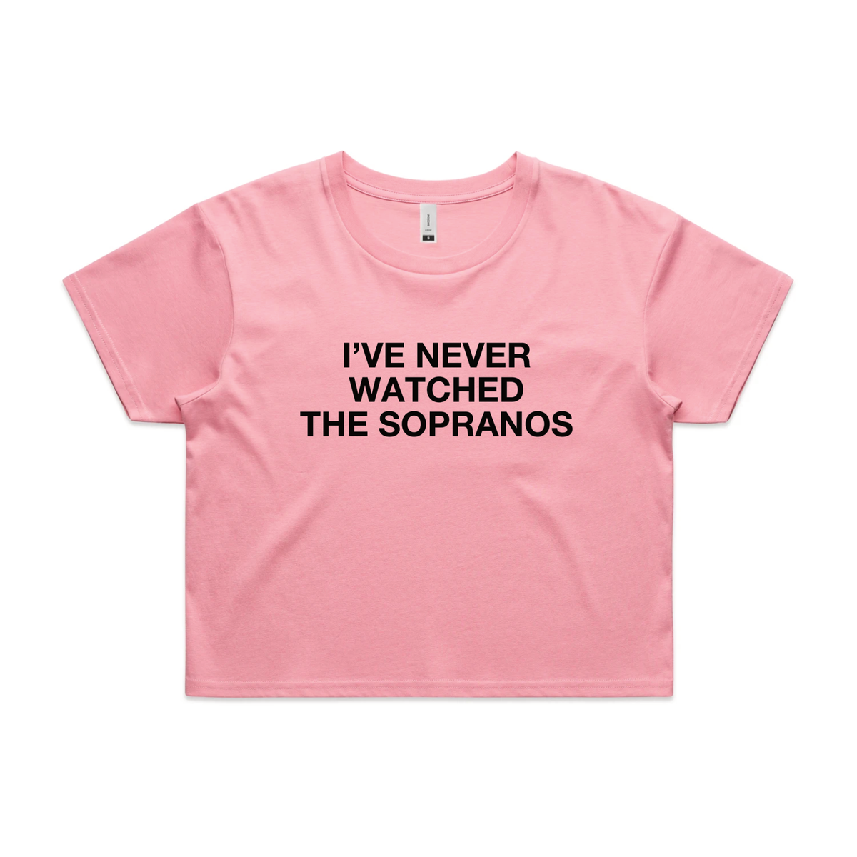 Bubblegum crop top with The Sopranos TV design from Lonely Kids Club