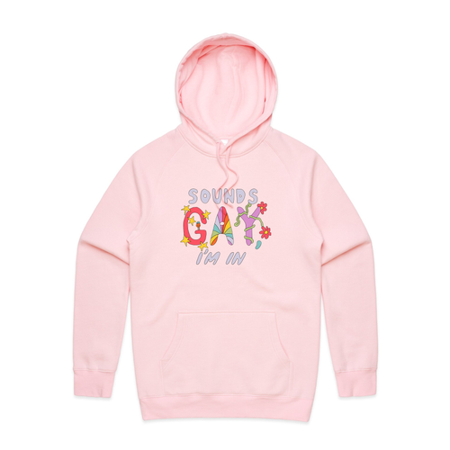 Sounds Gay Hoodie by Lonely Kids Club. All clothing from our T-shirts to our shorts and hoodies are ethically made, and printed packed and shipped from Sydney.