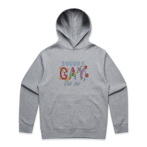 Sounds Gay Hoodie by Lonely Kids Club. All clothing from our T-shirts to our shorts and hoodies are ethically made, and printed packed and shipped from Sydney.