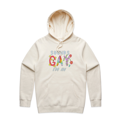 Sounds Gay Hoodie by Lonely Kids Club. All clothing from our T-shirts to our shorts and hoodies are ethically made, and printed packed and shipped from Sydney.