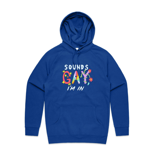 Sounds Gay Hoodie by Lonely Kids Club. All clothing from our T-shirts to our shorts and hoodies are ethically made, and printed packed and shipped from Sydney.