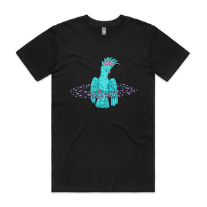 Space Cockatoo Tee by Lonely Kids Club. All clothing from our T-shirts to our shorts and hoodies are ethically made, and printed packed and shipped from Sydney.