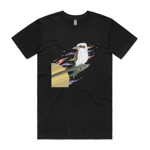 Space Kookaburra Tee by Lonely Kids Club. All clothing from our T-shirts to our shorts and hoodies are ethically made, and printed packed and shipped from Sydney.