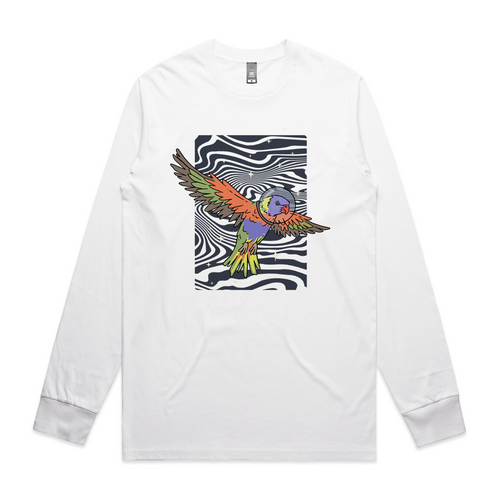 Space Lorikeet Tee by Lonely Kids Club. All clothing from our T-shirts to our shorts and hoodies are ethically made, and printed packed and shipped from Sydney.