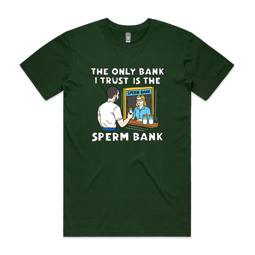 Sperm Bank Tee by Lonely Kids Club. All clothing from our T-shirts to our shorts and hoodies are ethically made, and printed packed and shipped from Sydney.