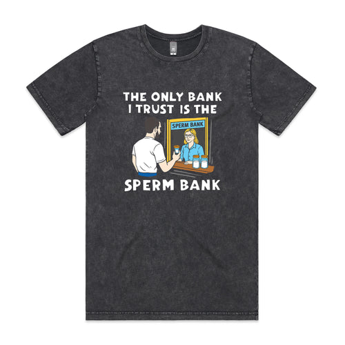 Sperm Bank Tee by Lonely Kids Club. All clothing from our T-shirts to our shorts and hoodies are ethically made, and printed packed and shipped from Sydney.