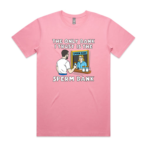 Sperm Bank Tee by Lonely Kids Club. All clothing from our T-shirts to our shorts and hoodies are ethically made, and printed packed and shipped from Sydney.