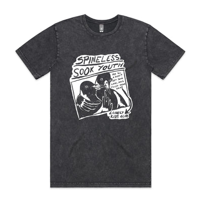 Spineless Sook Youth Tee by Lonely Kids Club. All clothing from our T-shirts to our shorts and hoodies are ethically made, and printed packed and shipped from Sydney.