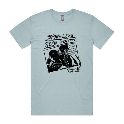 Spineless Sook Youth Tee by Lonely Kids Club. All clothing from our T-shirts to our shorts and hoodies are ethically made, and printed packed and shipped from Sydney.