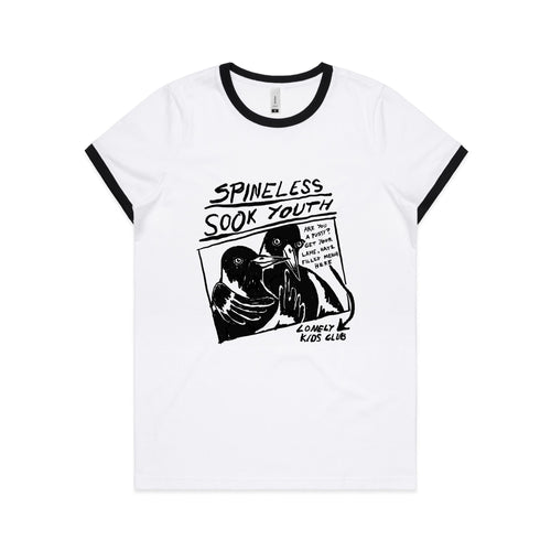 Spineless Sook Youth Tee by Lonely Kids Club. All clothing from our T-shirts to our shorts and hoodies are ethically made, and printed packed and shipped from Sydney.
