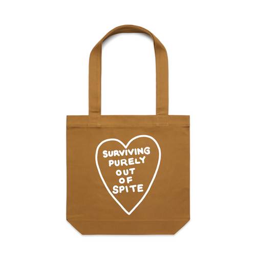 Spite Tote by Lonely Kids Club. All clothing from our T-shirts to our shorts and hoodies are ethically made, and printed packed and shipped from Sydney.